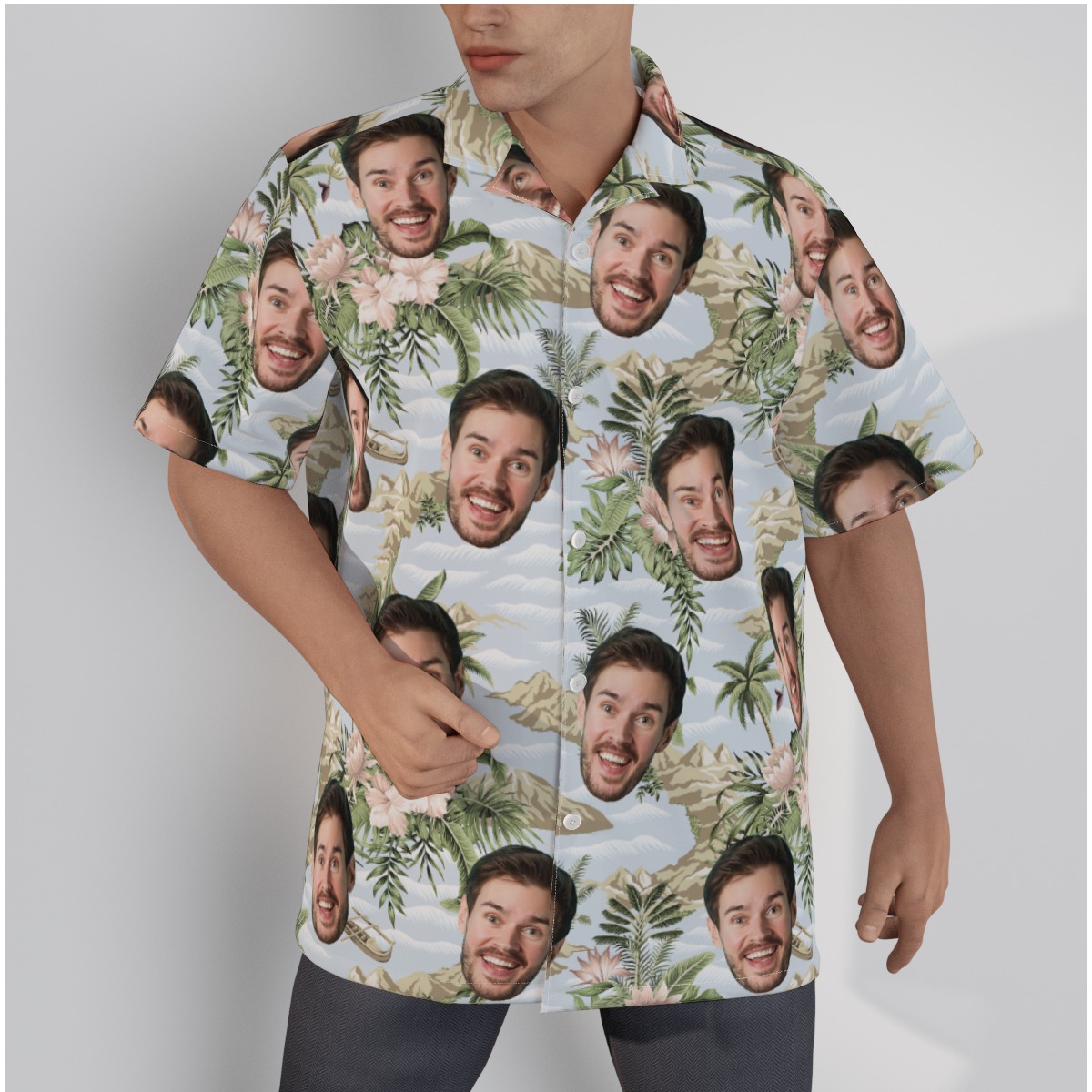 Tropical Botanical Island Custom Face Hawaiian Shirt For Men - variant image 1