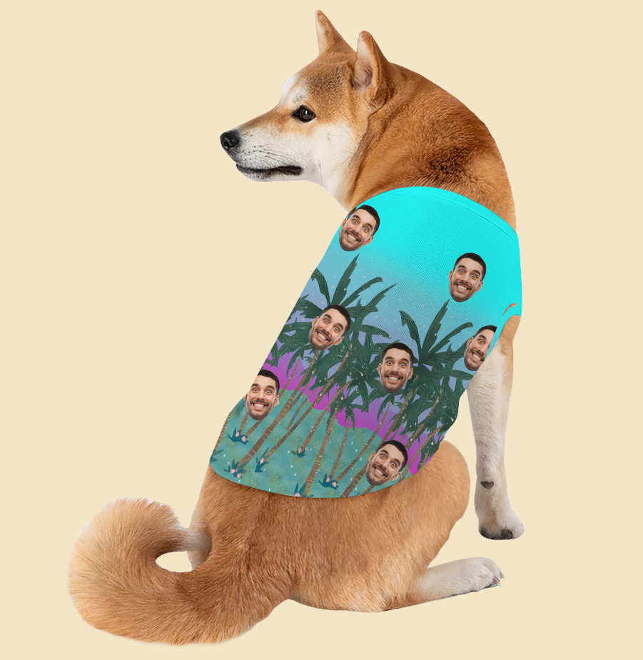 Dog's Hawaiian Shirt With Faces Matching Owner - variant image 1