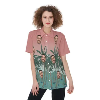 Women's Funny Custom Face Hawaiian Shirt