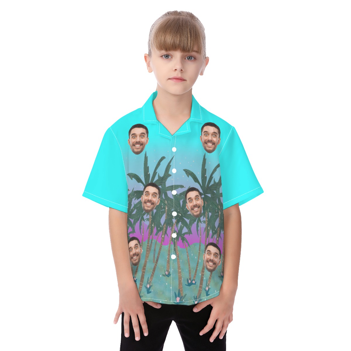 Custom Face Hawaiian Shirt For Kids - variant image 1