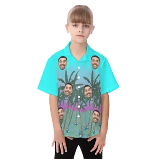 Custom Face Hawaiian Shirt For Kids