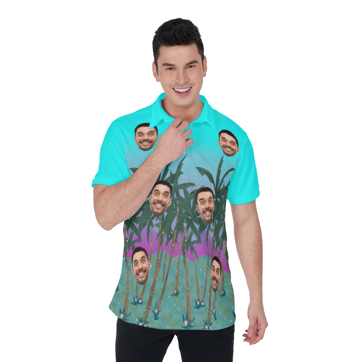 Personalized Face Polo Shirt Hawaiian Shirt For Men - variant image 1