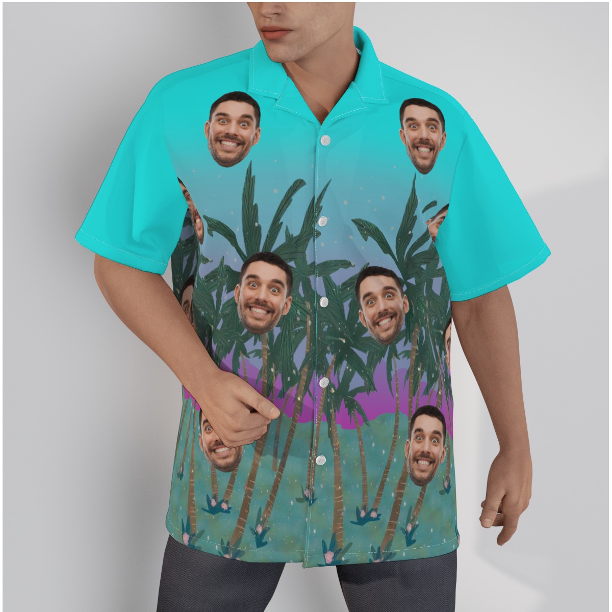 Men's Custom Hawaiian Shirt With Face - variant image 1
