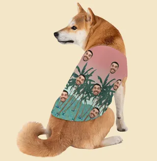 Custom Face Dog's Hawaiian Shirt Pink Tank Top