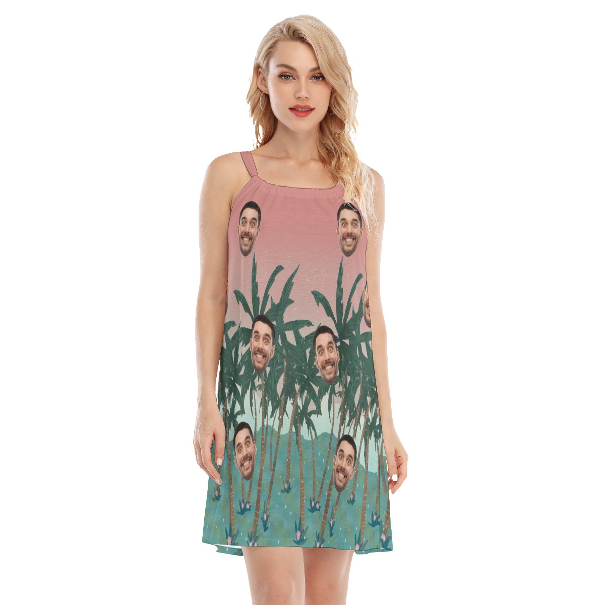 Women's Custom Face Hawaiian Dress Cami Dress - variant image 1