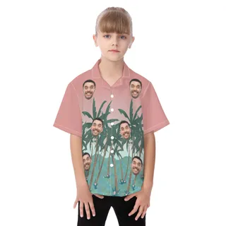 Pink Kid's Custom Hawaiian Shirt Face