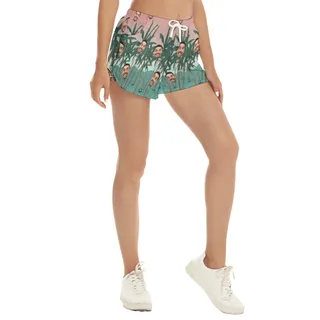 Funny Beach Shorts With Custom Faces For Women