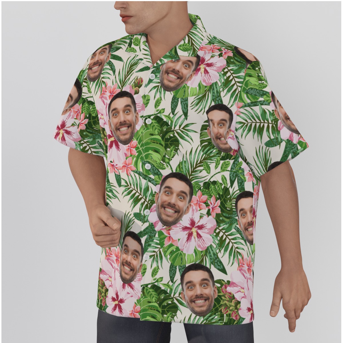 Custom Face Floral Aloha Shirt
