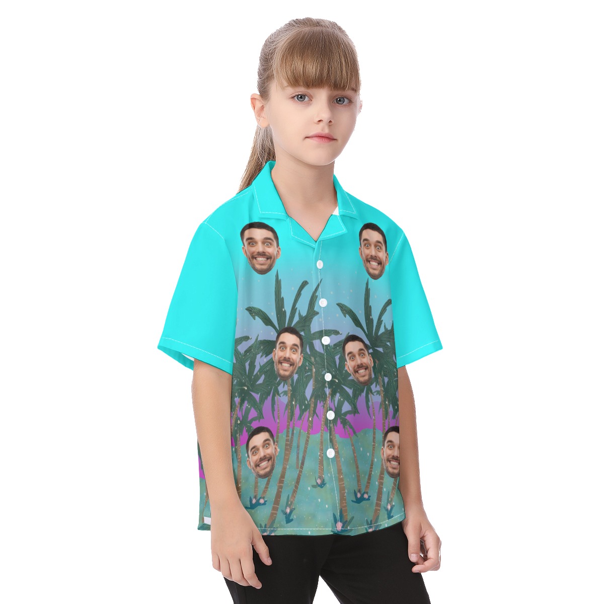 Custom Face Hawaiian Shirt For Kids