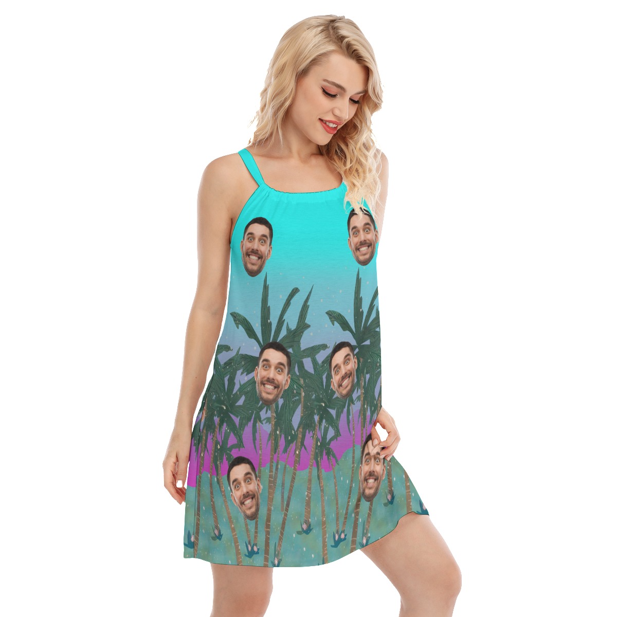 Women's Custom Face Aloha Cami Dress