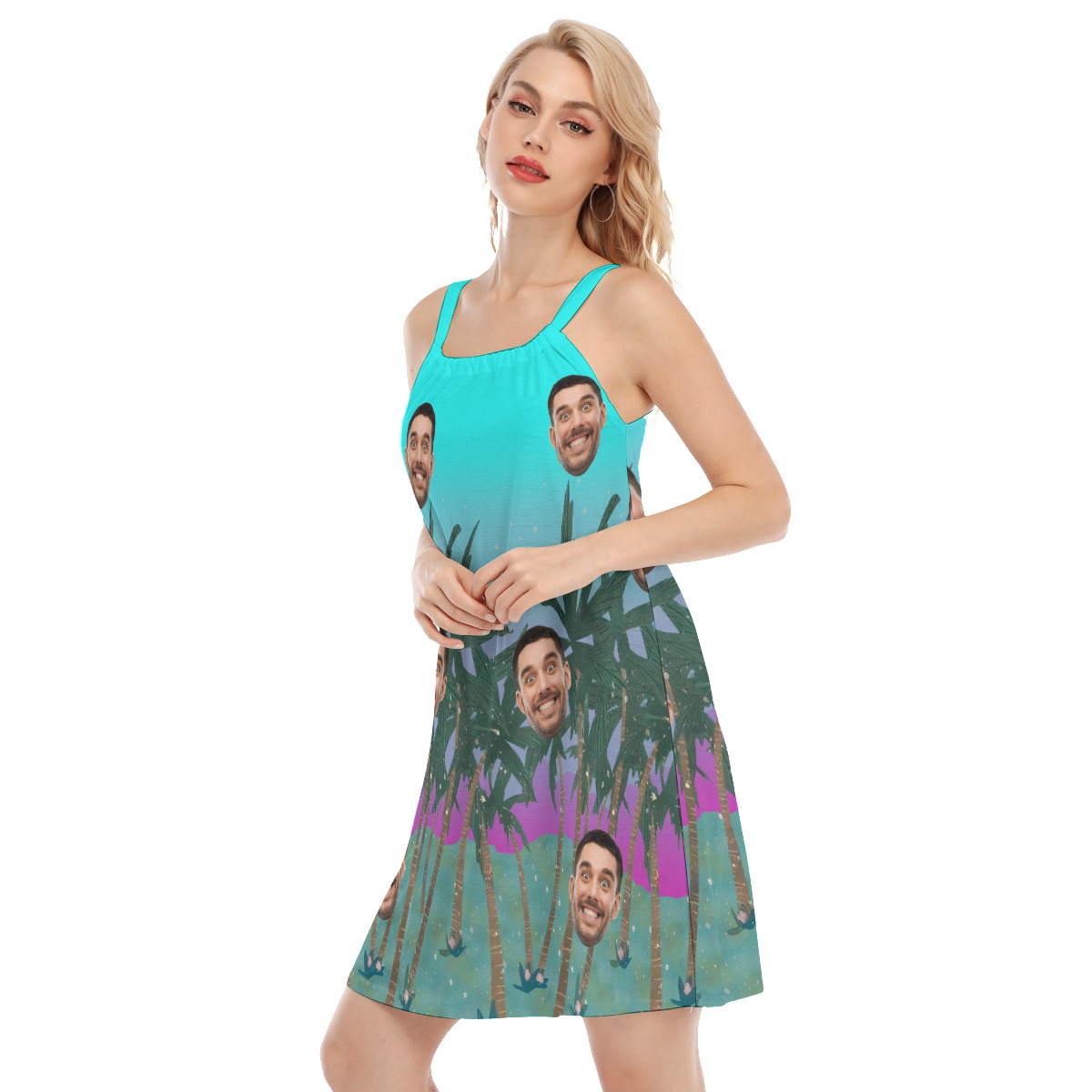 Women's Custom Face Aloha Cami Dress