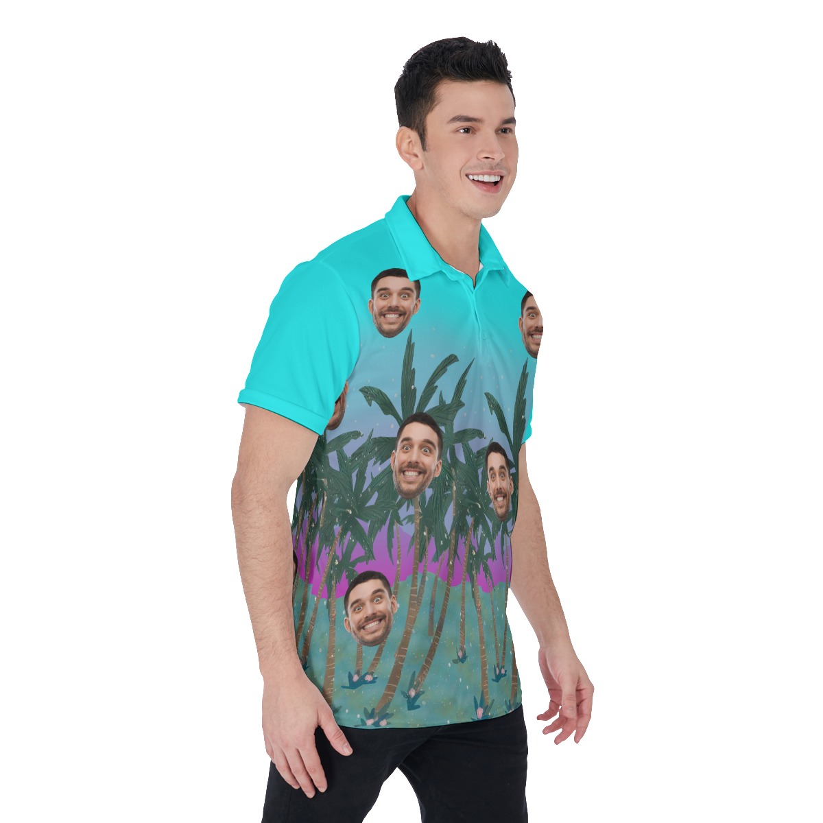 Personalized Face Polo Shirt Hawaiian Shirt For Men