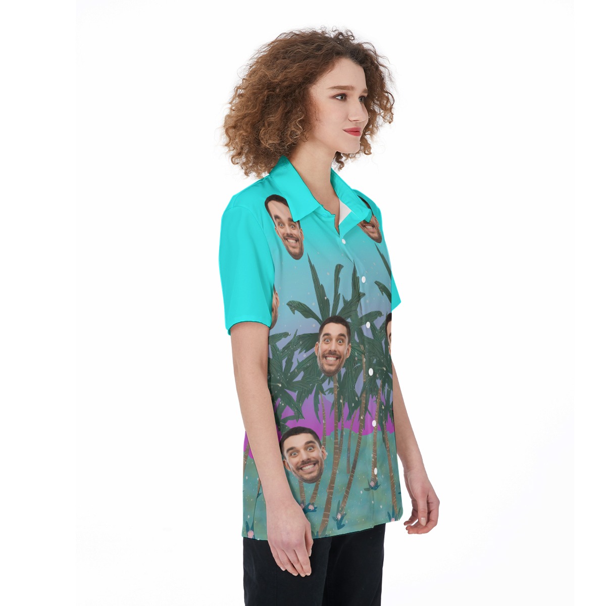 Cool Women's Custom Hawaiian Shirt With Faces