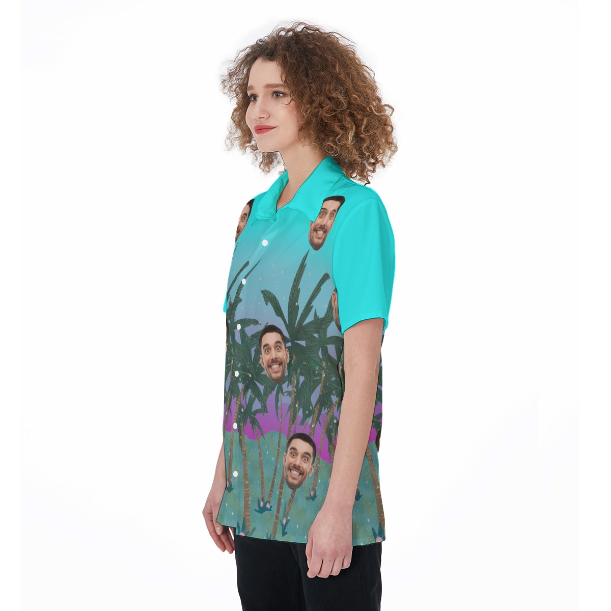 Cool Women's Custom Hawaiian Shirt With Faces