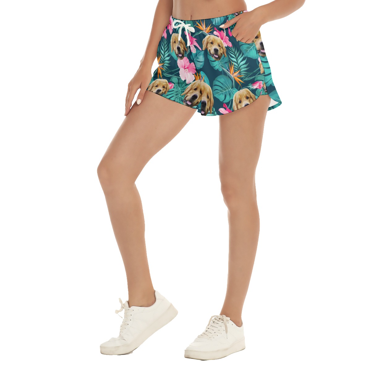 Funny Custom Dog Face Floral Hawaiian Summer Shirt For Women