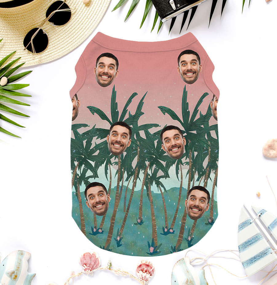 Custom Face Dog's Hawaiian Shirt Pink Tank Top
