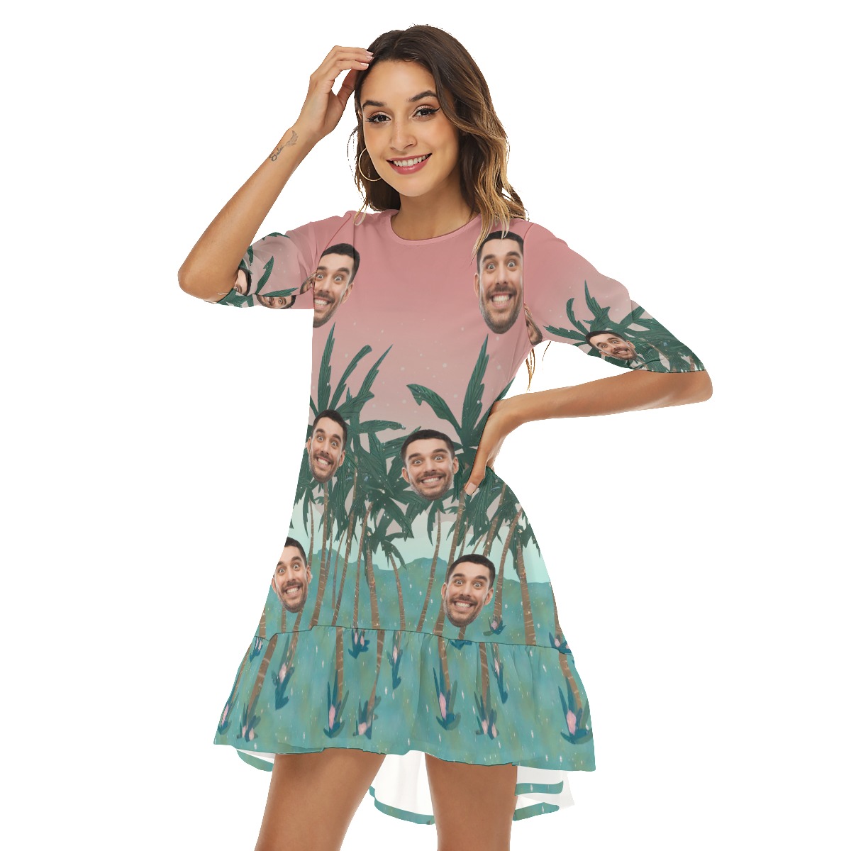 Women's Summer Beach Dresses With Custom Face