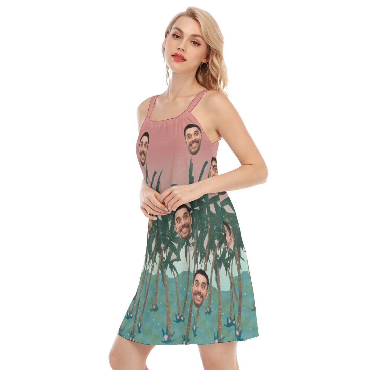 Women's Custom Face Hawaiian Dress Cami Dress