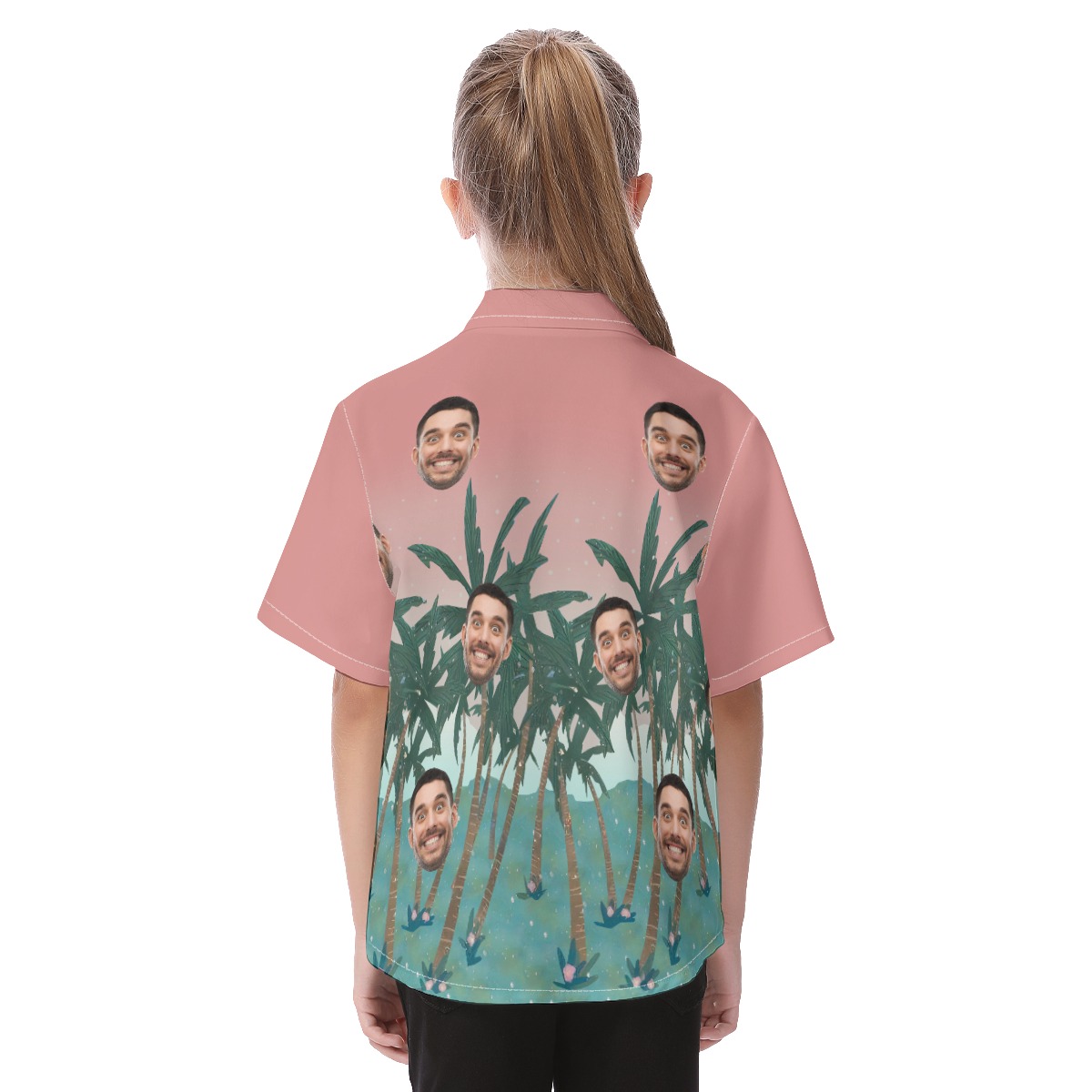 Pink Kid's Custom Hawaiian Shirt Face