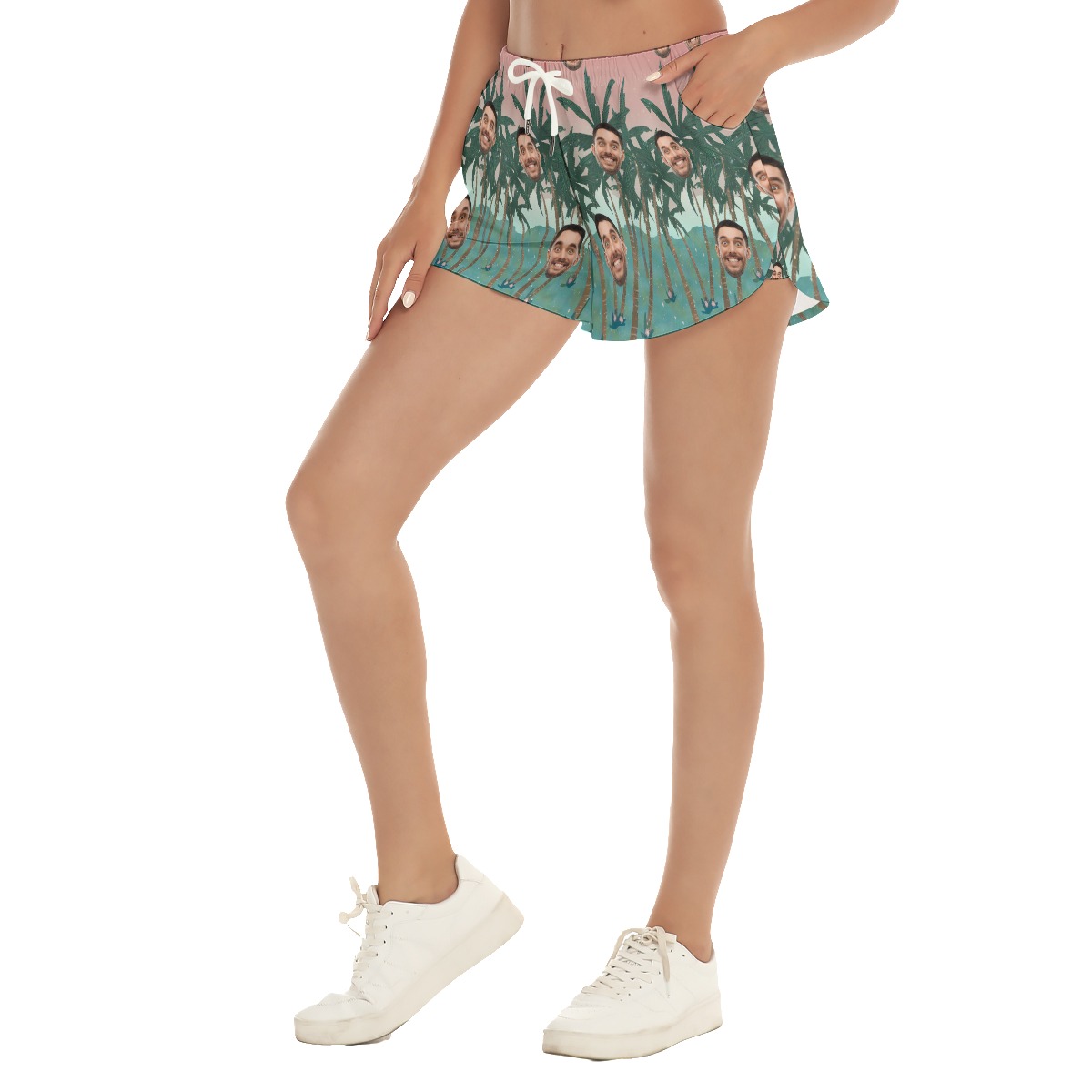 Funny Beach Shorts With Custom Faces For Women