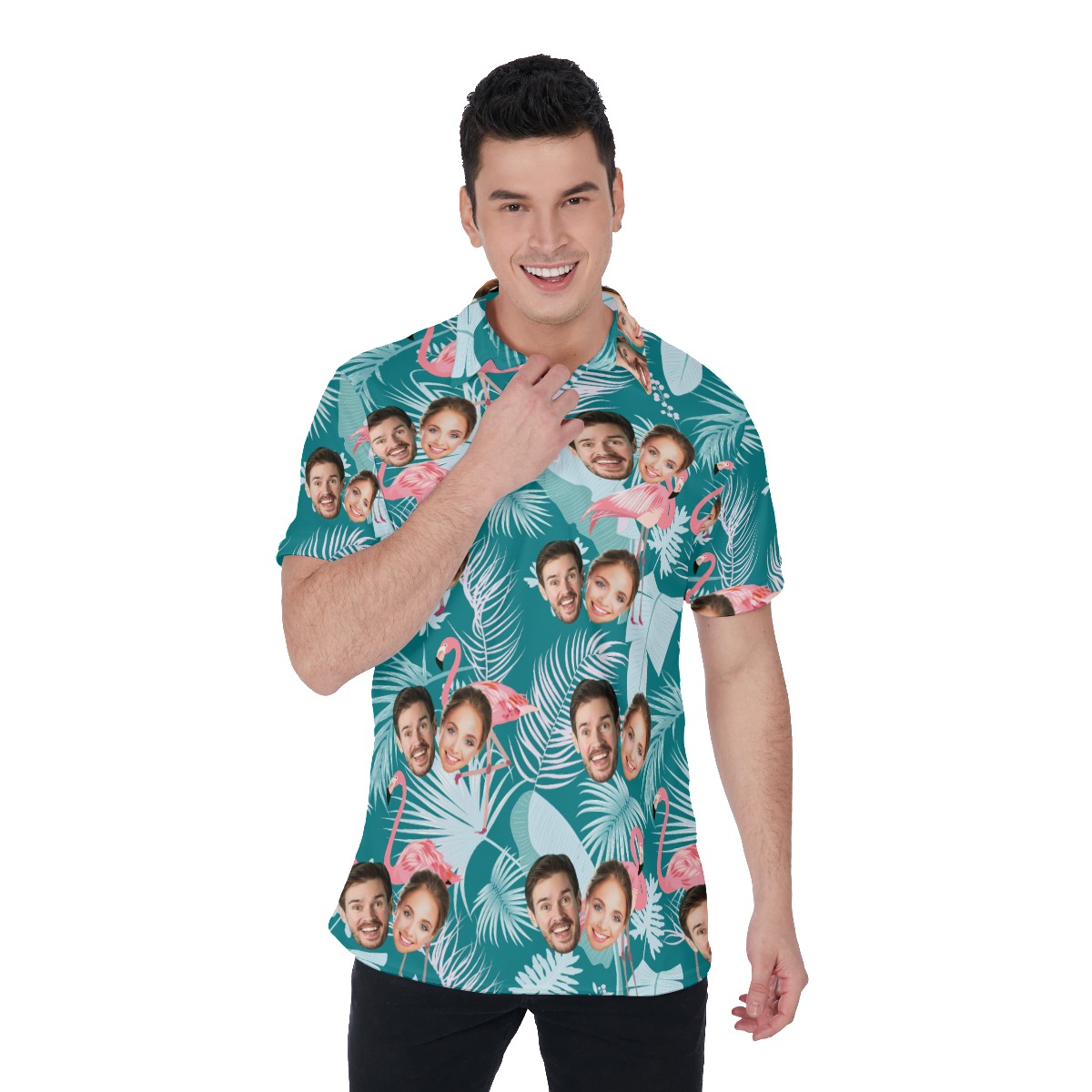 Vintage Custom Face Flamingo Golf Shirt For Men - variant image 1