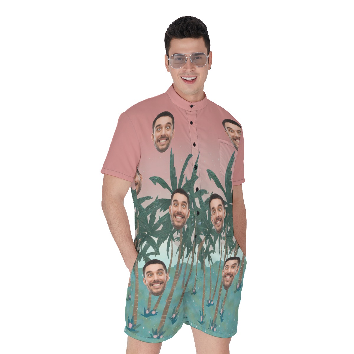 Men's Custom Face Hawaiian Outfits Romper - variant image 1
