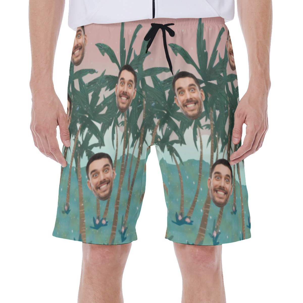 Funny Custom Face Swim Shorts For Men - variant image 1
