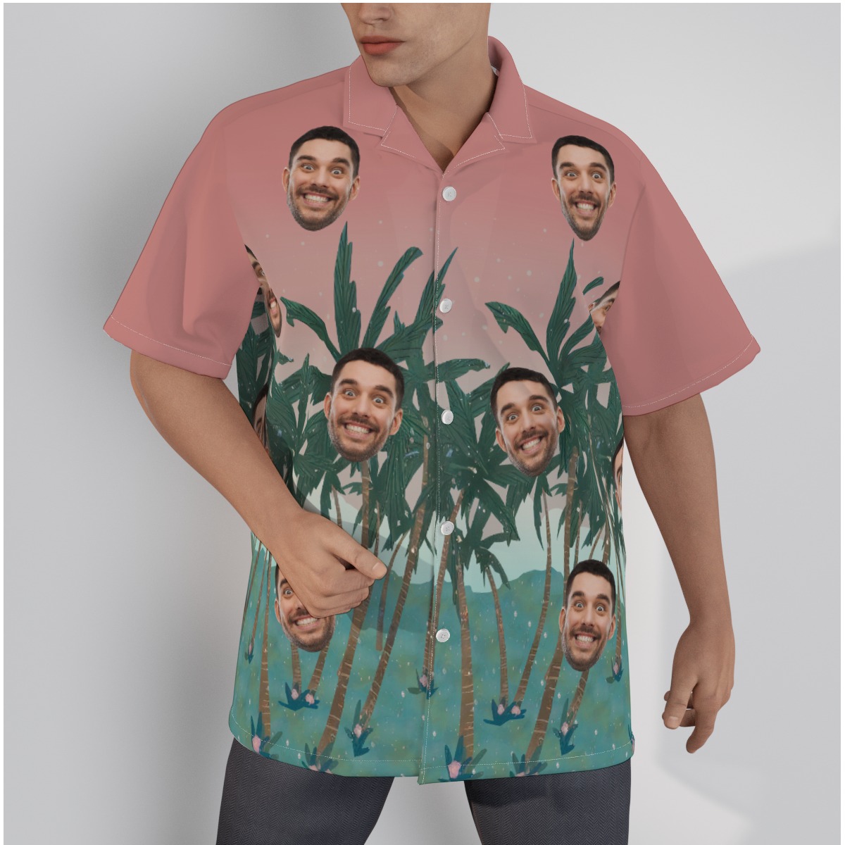 Pink Custom Hawaiian Shirt With Multiple Faces - variant image 1
