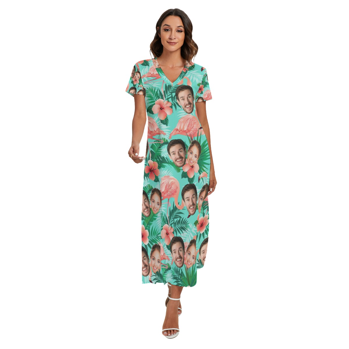 Flamingo Floral Custom 2 Faces Dress With Side Slit - variant image 1