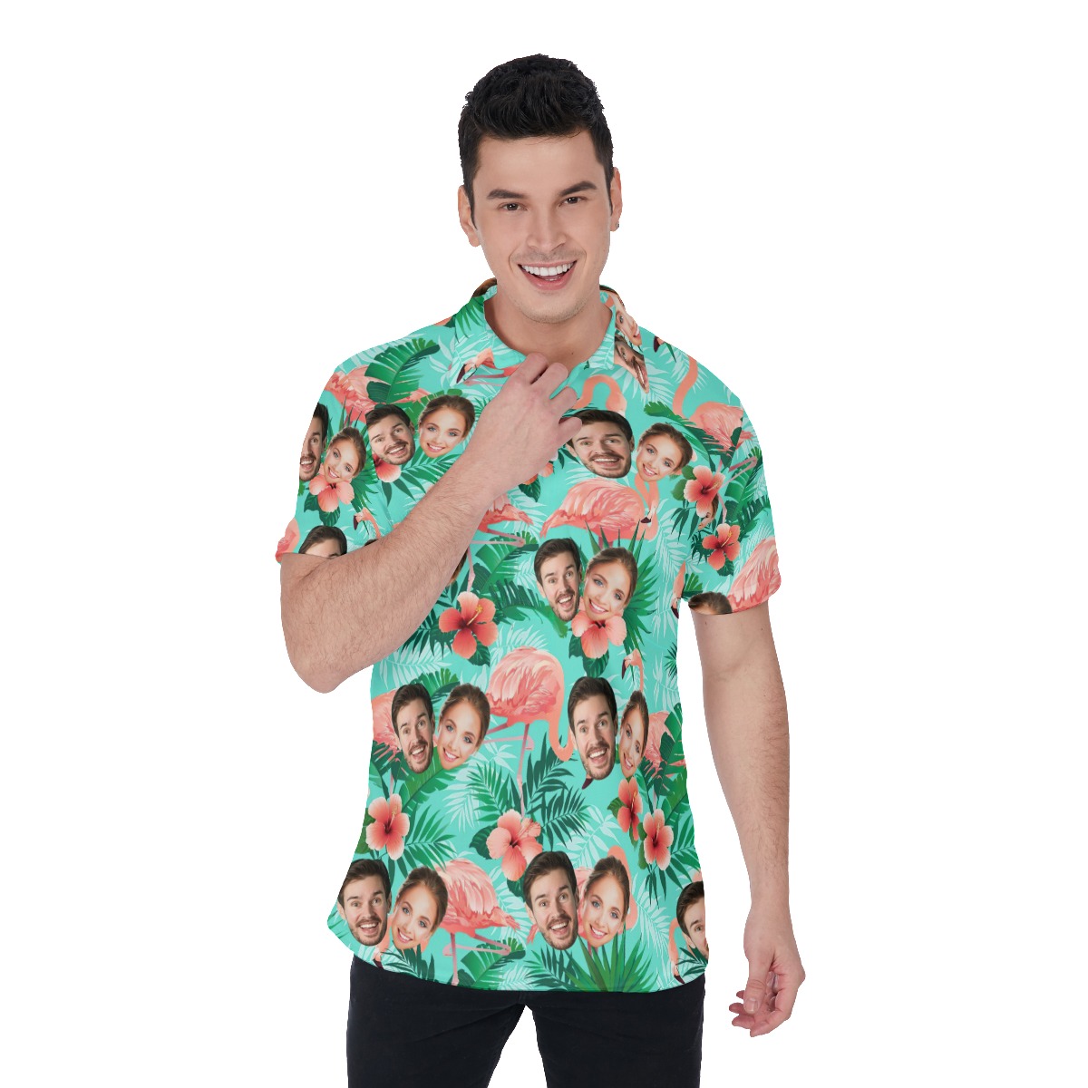 Flamingo Hibiscus Custom Hawaiian Polo Shirt With 2 Faces - variant image 1