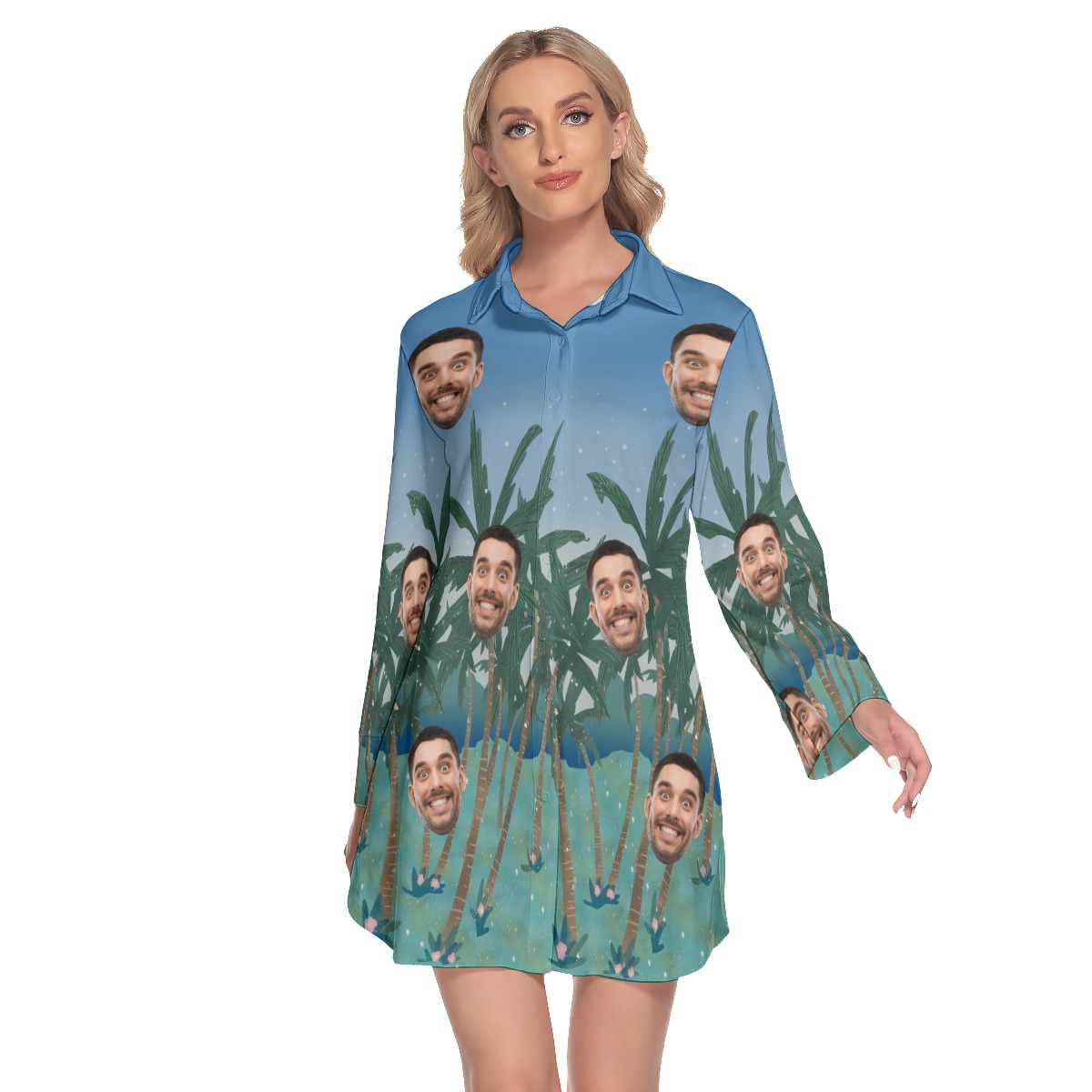 Women's Custom Face Hawaiian Dress - variant image 1
