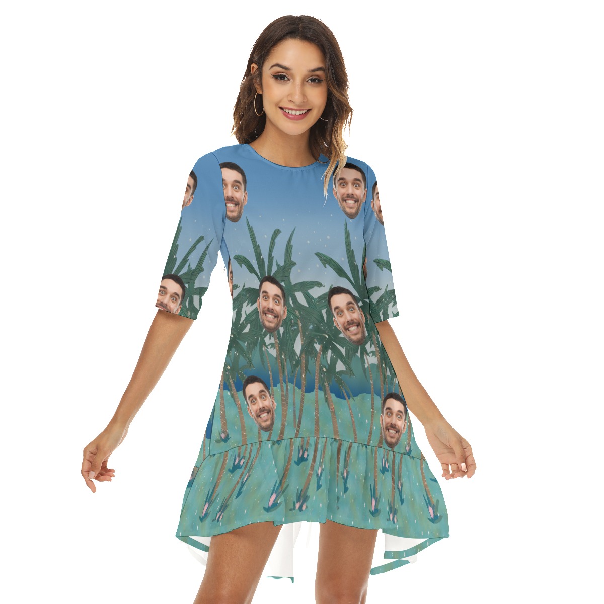 Custom Face Hawaiian Dress For Girls - variant image 1
