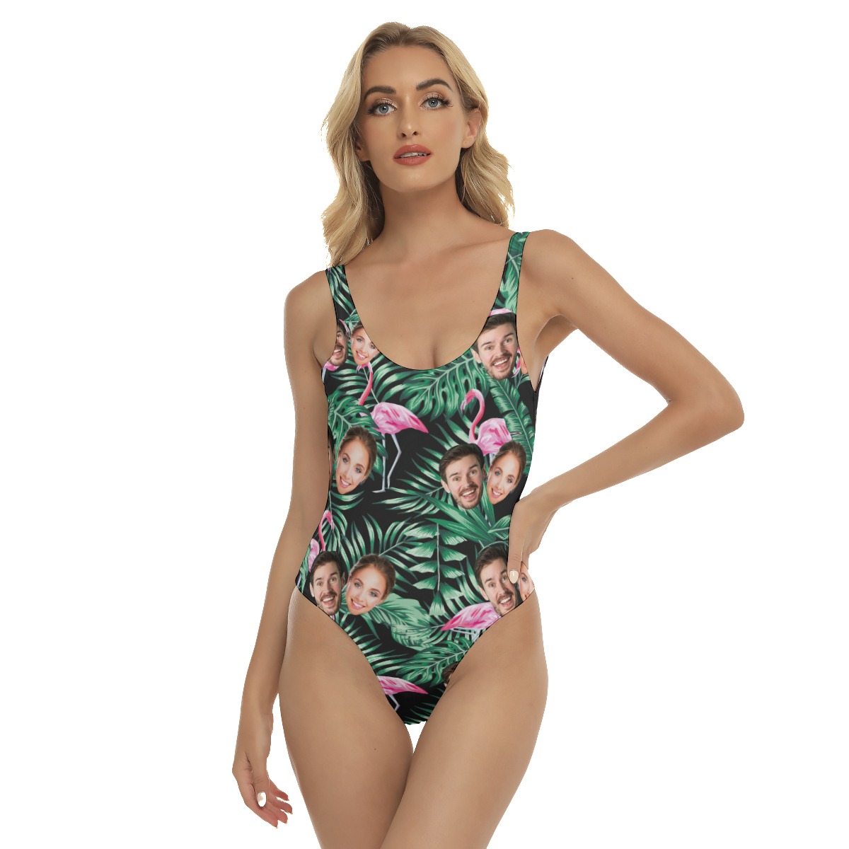 Flamingo Tropical Custom 2 Faces Women's Hawaiian Swimsuit - variant image 1