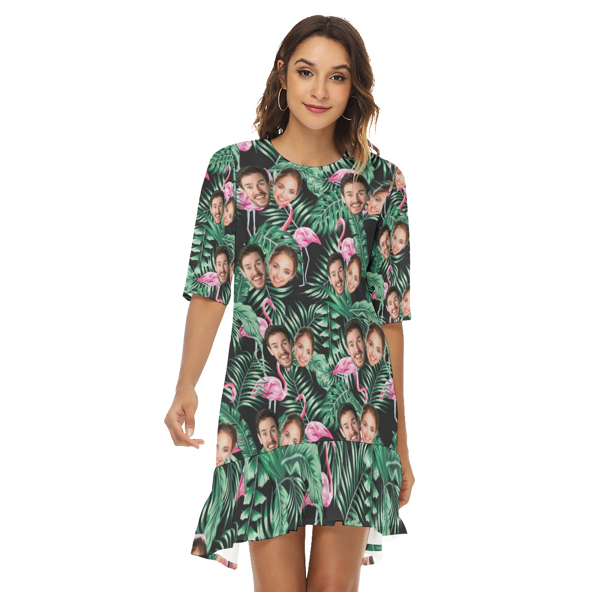Flamingo Tropical Custom Hawaiian Dress With Multiple Faces - variant image 1