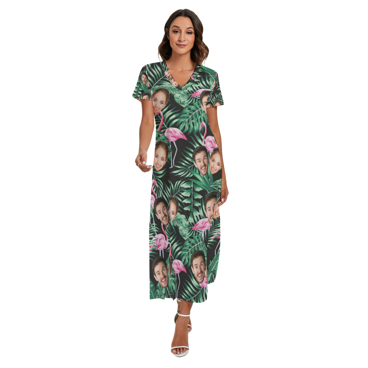 Flamingo Tropical Hawaiian Beach Dress With Multi Face - variant image 1