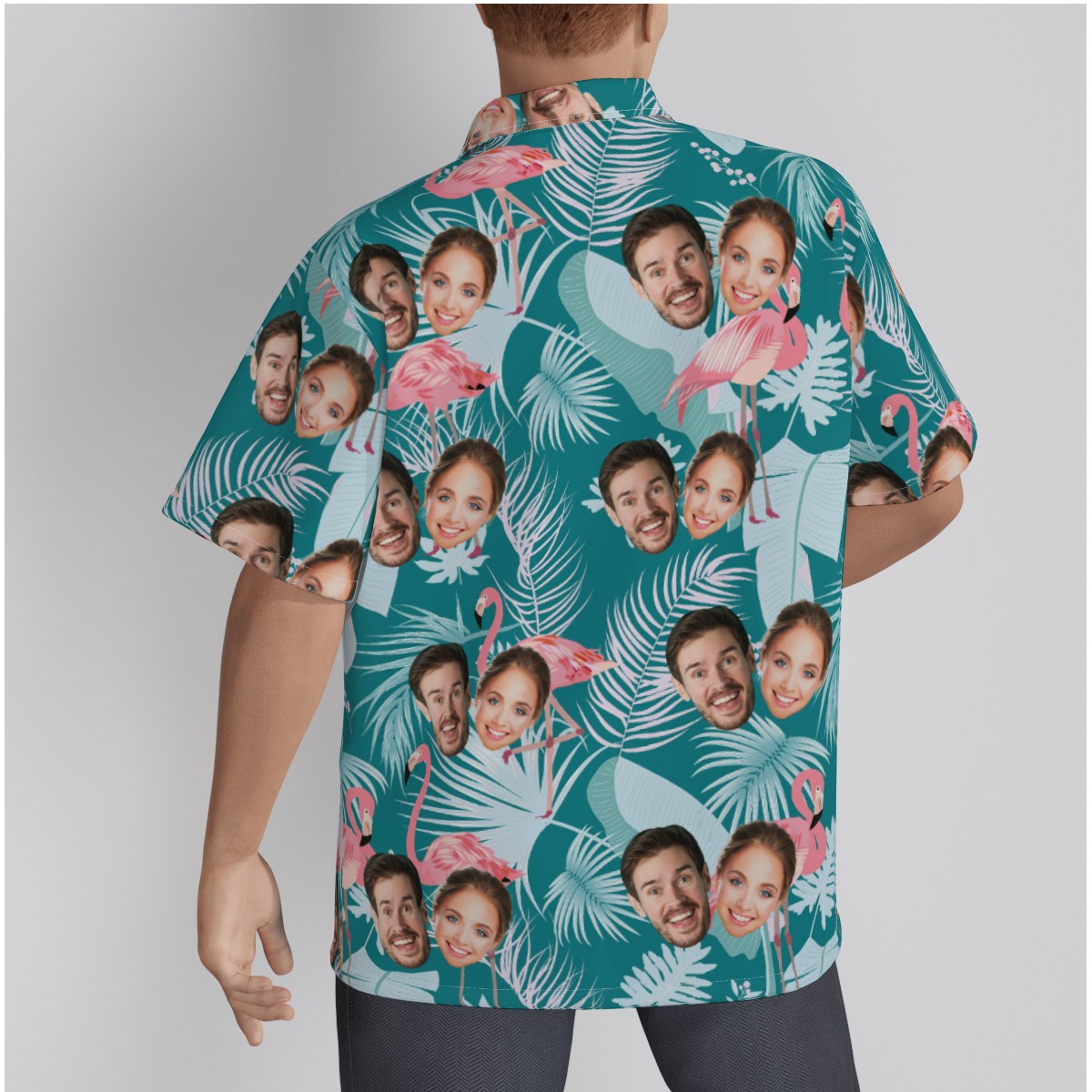 Vintage Couple Face Custom Flamingo Hawaiian Shirt
