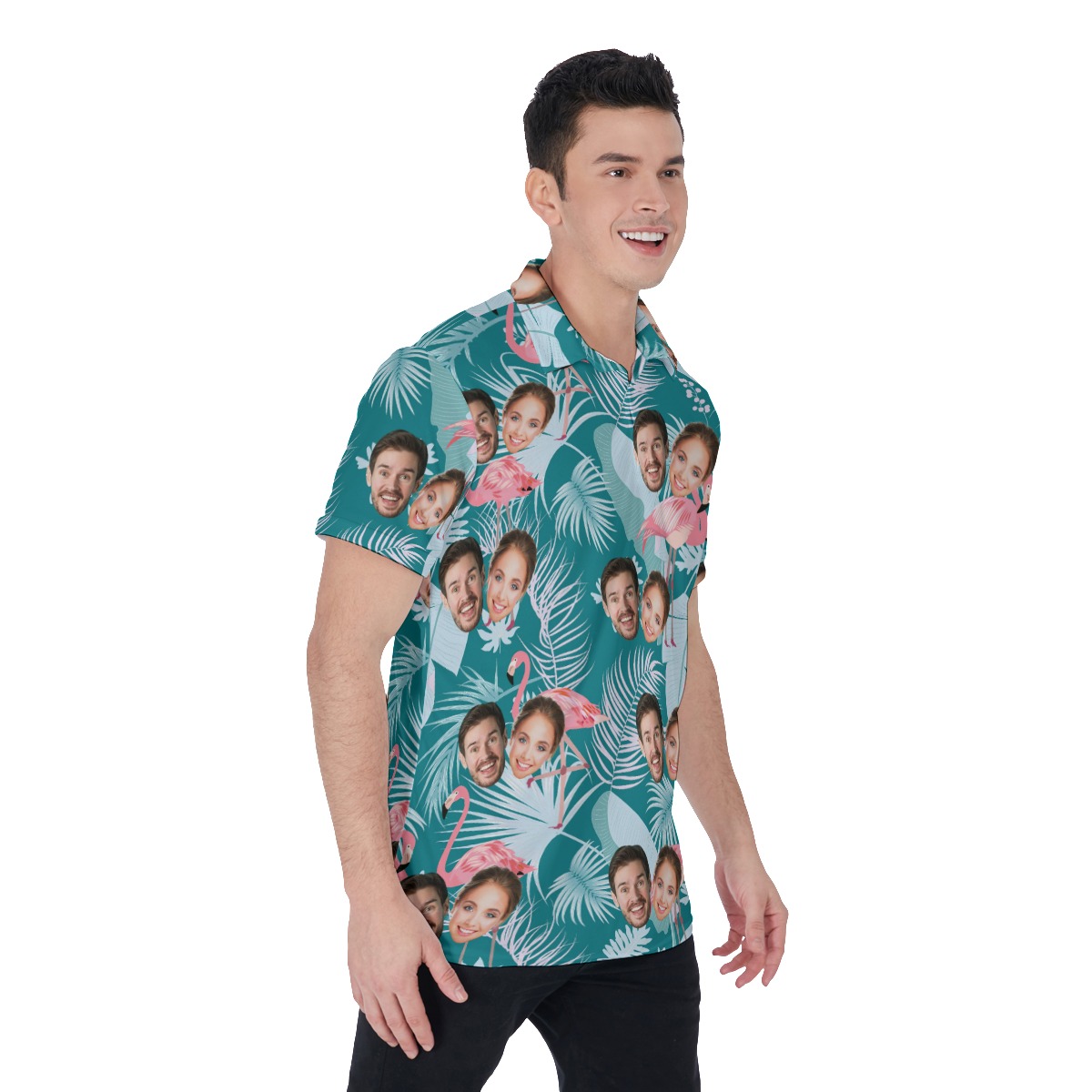 Vintage Custom Face Flamingo Golf Shirt For Men
