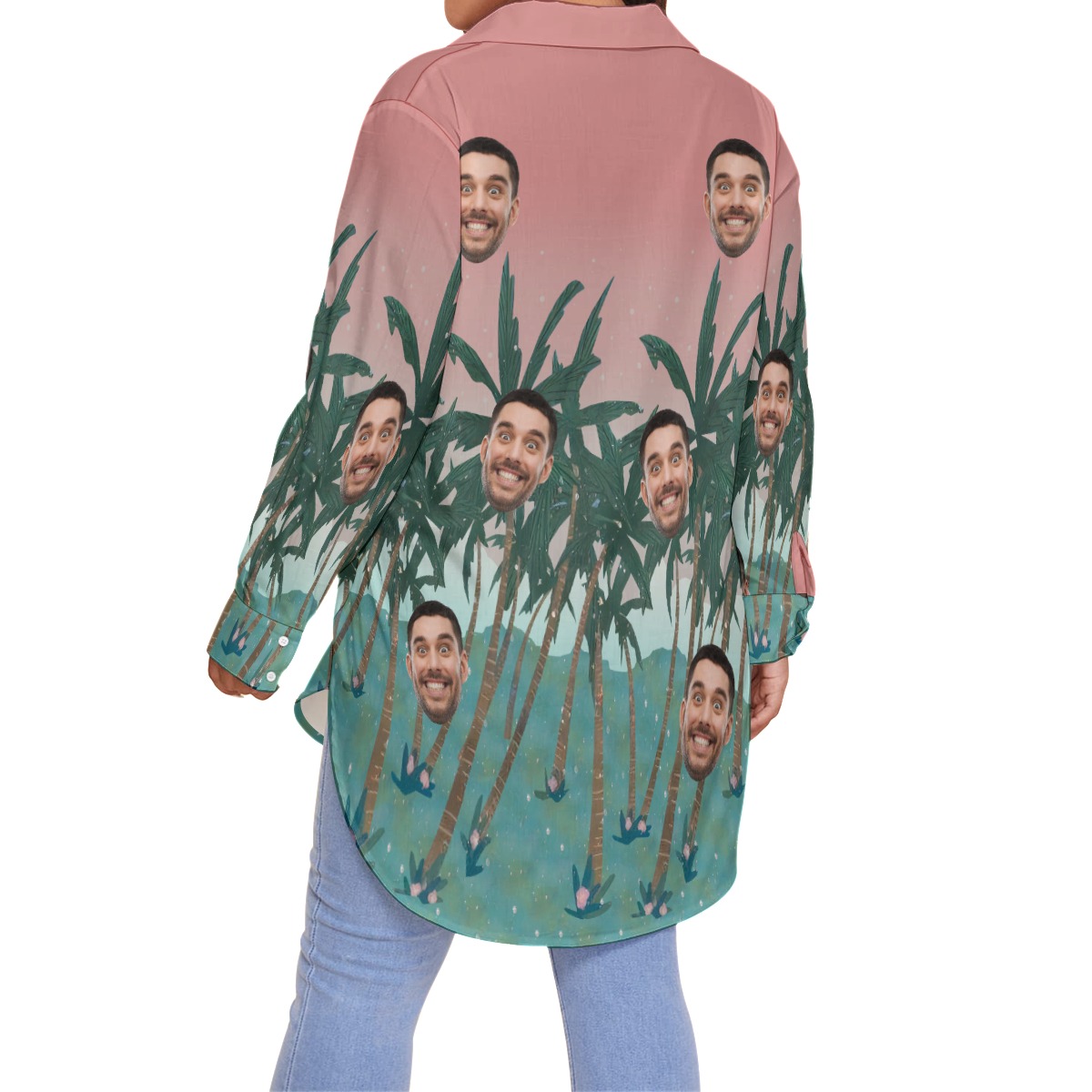 Funny Custom Face Oversized Hawaiian Shirt For Women