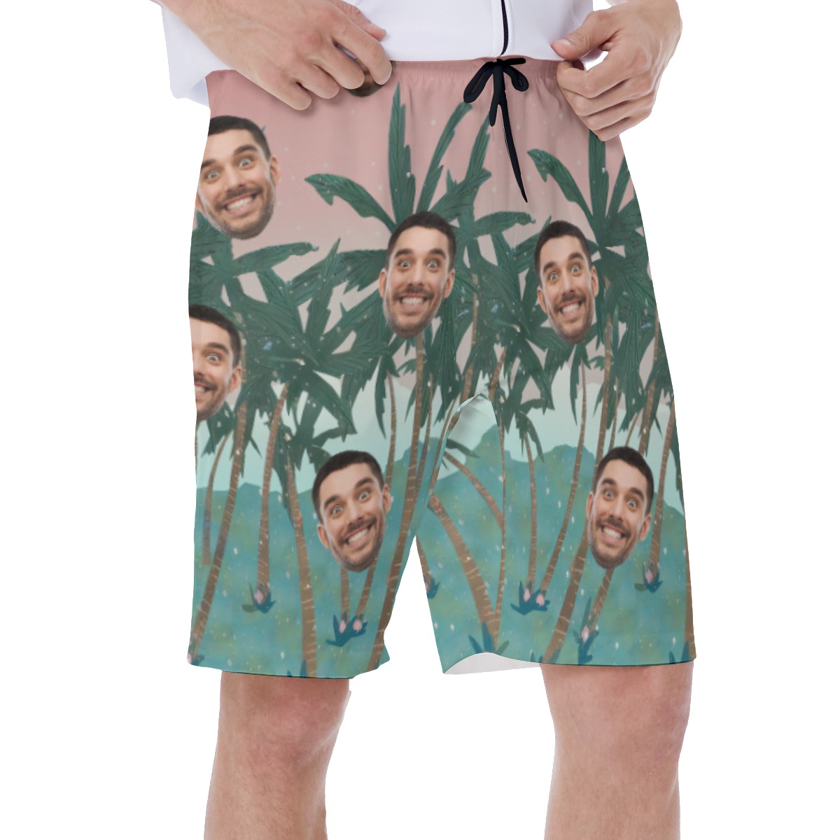 Funny Custom Face Swim Shorts For Men