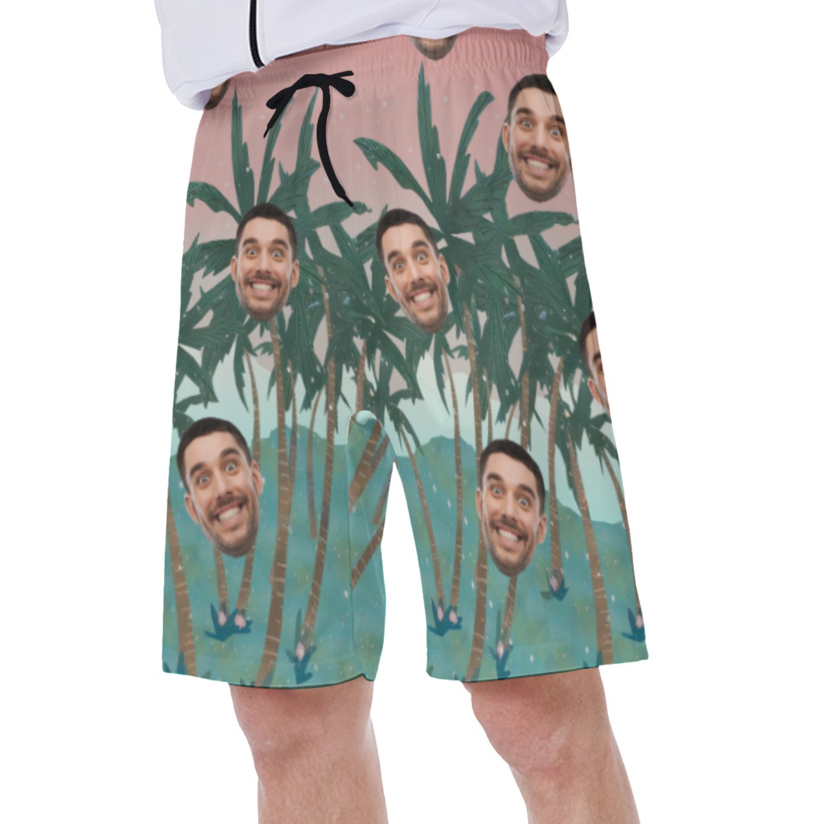 Funny Custom Face Swim Shorts For Men