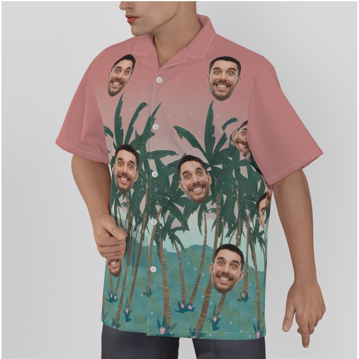 Pink Custom Hawaiian Shirt With Multiple Faces