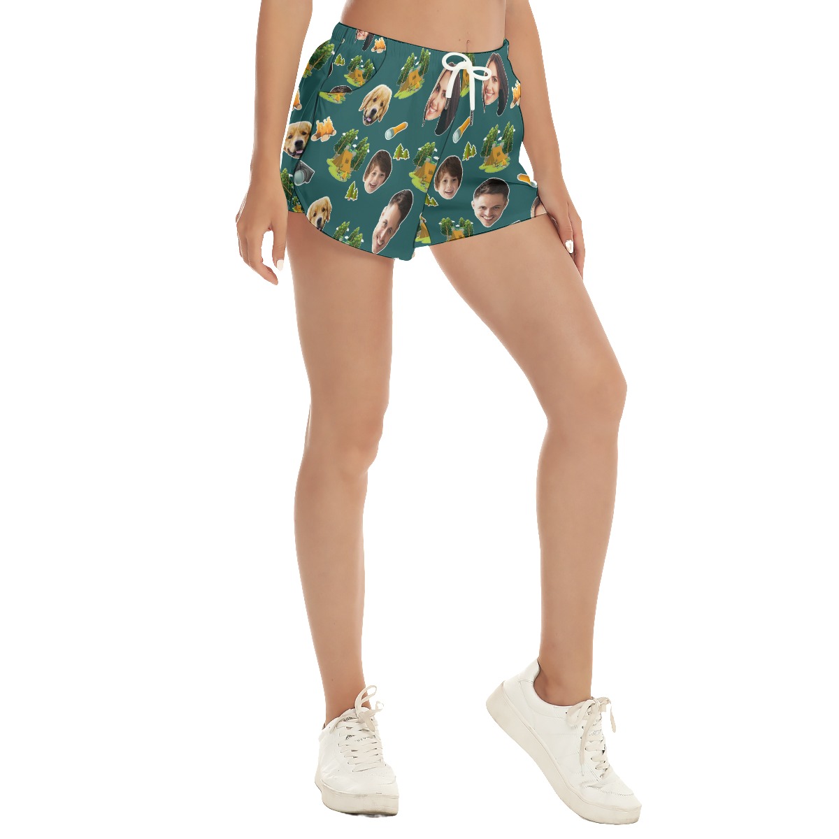 Funny Custom Face Camping Women's Hawaiian Summer Shorts