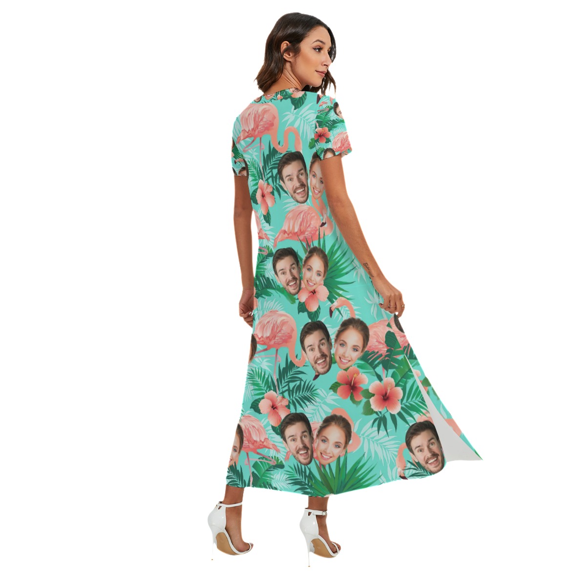 Flamingo Floral Custom 2 Faces Dress With Side Slit