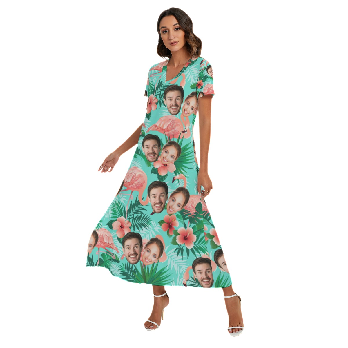 Flamingo Floral Custom 2 Faces Dress With Side Slit