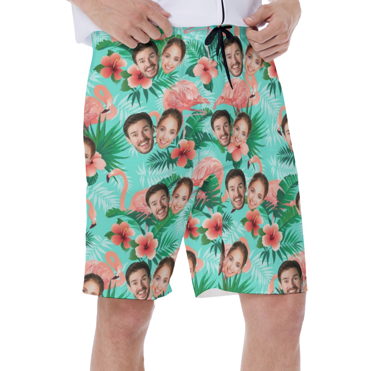 Flamingo Hibiscus Custom Hawaiian Men Shorts With 2 Faces