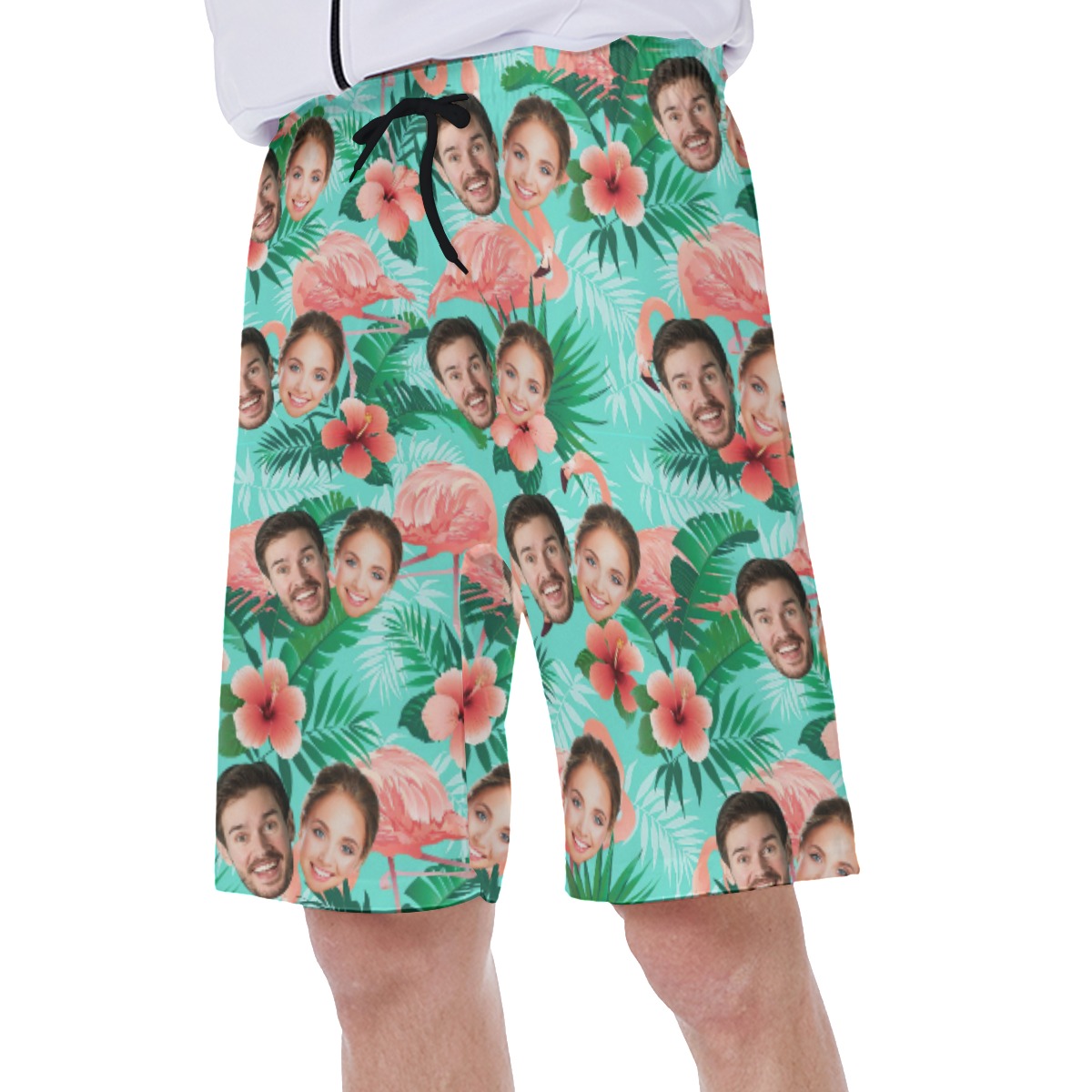 Flamingo Hibiscus Custom Hawaiian Men Shorts With 2 Faces