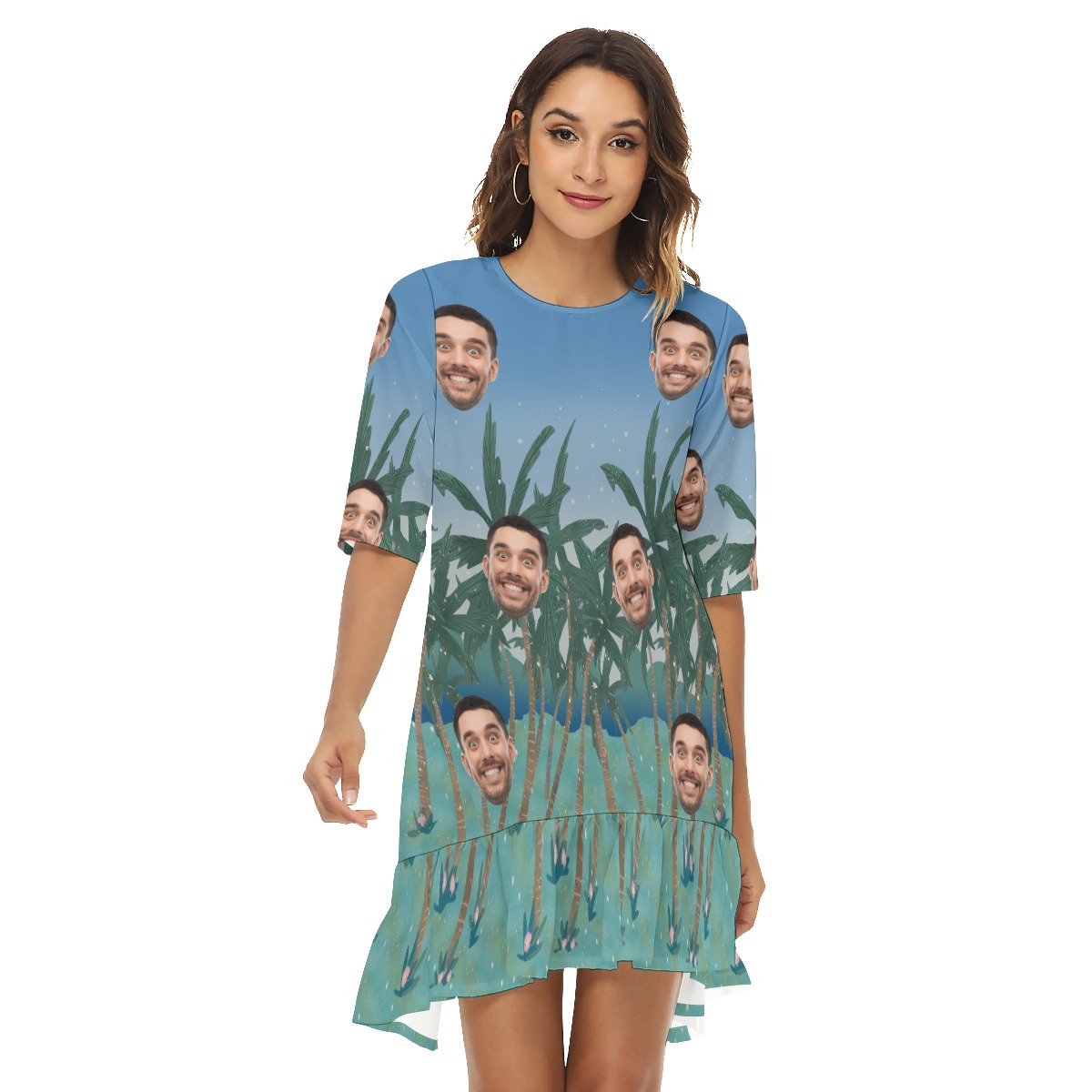 Custom Face Hawaiian Dress For Girls