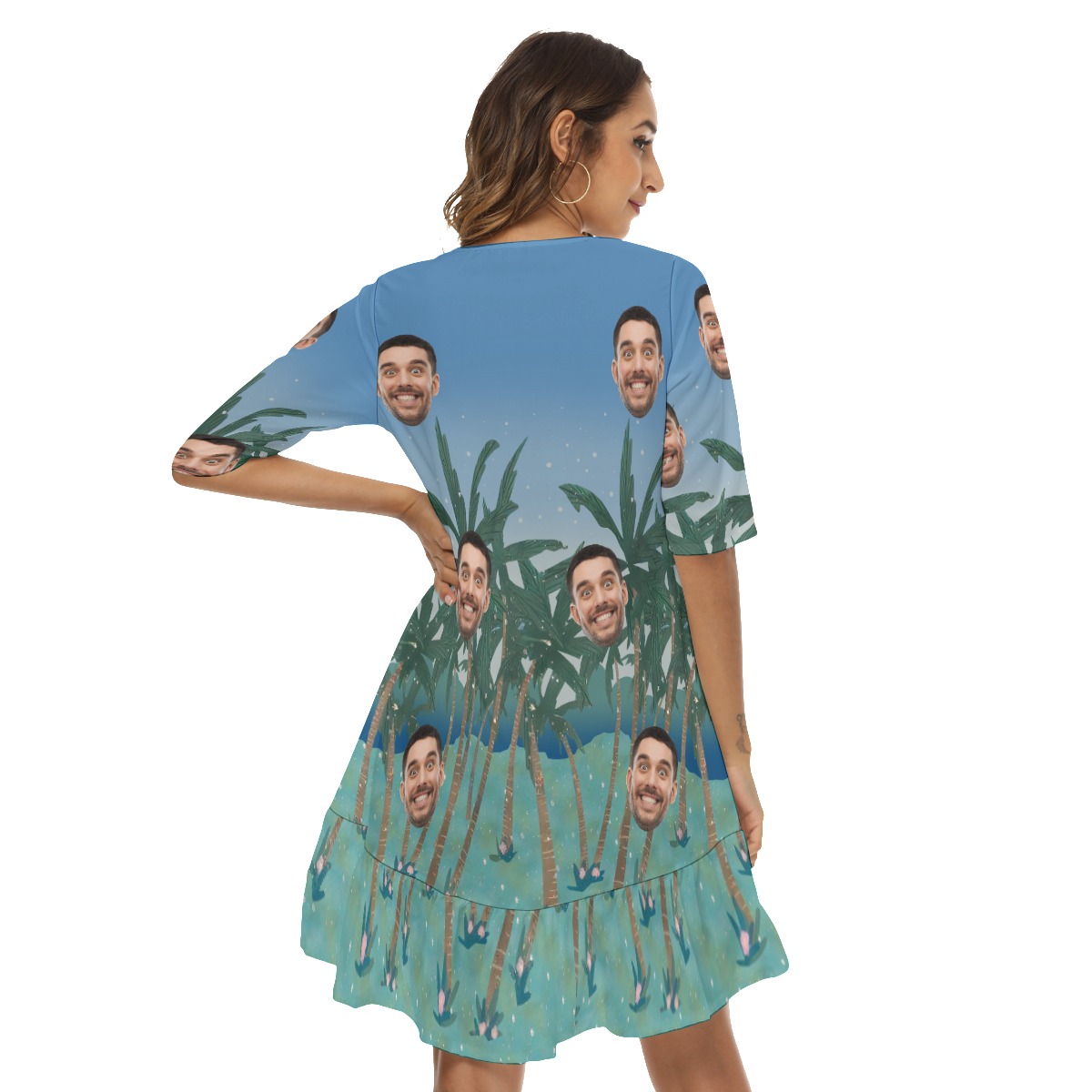 Custom Face Hawaiian Dress For Girls