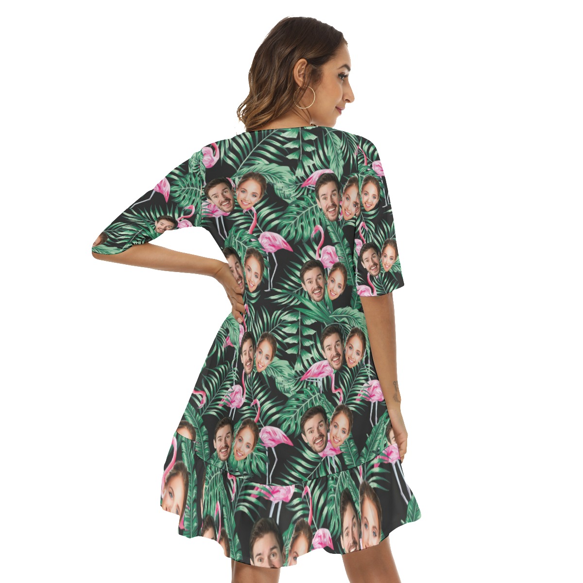 Flamingo Tropical Custom Hawaiian Dress With Multiple Faces
