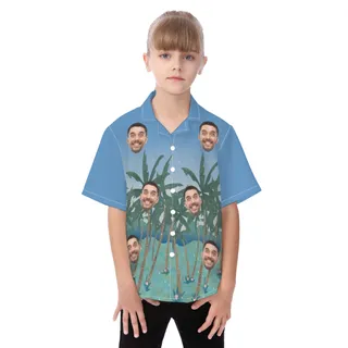 Kid's Custom Hawaiian Shirt With Multiple Faces